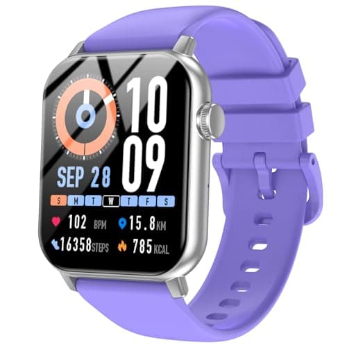 iBesi Smart Watches for Men Women with Bluetooth Calling, 1.83" HD Touchscreen Fitness Tracker, IP68 Waterproof, 120+ Sports Modes, Heart Rate & Sleep Monitor, Compatible with iPhone Android (Purple)