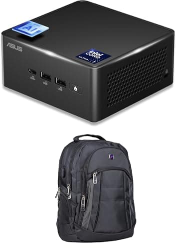 ASUS NUC AI Powered Mini Desktop (Intel Ultra 7-165H, No OS, 64GB DDR5, 512GB PCIe SSD, 2 Thunderbolt 4, WiFi 6E, Bluetooth 5.3, 120W PSU, RJ-45, 2 x HDMI 2.1, Win 11 Pro) w/Premium Backpack