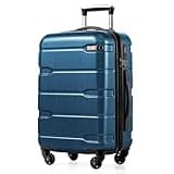 Coolife Carry On Luggage 22x14x9 Airline Approved Hardside PC+ABS Suitcase with TSA Lock, Lightweight Rolling Travel Luggage with Spinner Wheels(Caribbean Blue, 20in)