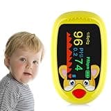 Pulse Oximeter, Pulse Oximeter Oxygen Monitor Finger For Kids and Child Over 2,Children's Sats Monitor Checking Oxygen Saturation, Heart Rate,PI At Home, School or Trip Use (yellow)
