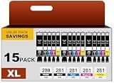 NEXTPAGE PGI-280XL/CLI-281 5 Color Pack Replacement for Canon 280 281 Ink Cartridges Compatible with Canon TR8620a Ink Cartridges TR8520 Ink TR8620 TR7520 TS6320 TS6120 TS9120 TS8500 15-Pack