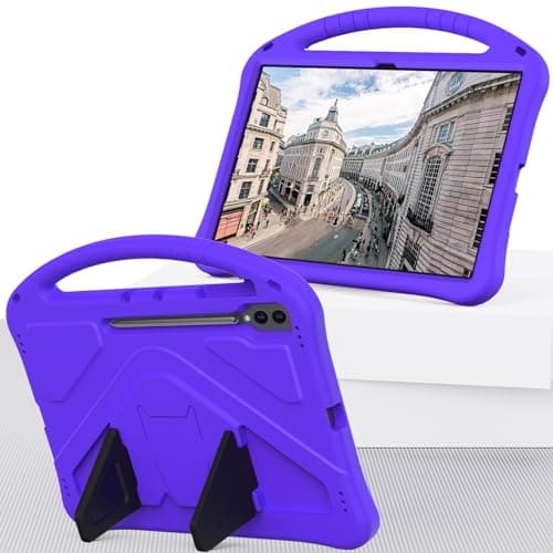 HurrayA Kids Case for Galaxy Tab S9 Ultra 14.6"（2023） SM-X910/X916B/X918U Tablet Case, Dropproof Impact Resistance Protective Handle Stand Cover with Shoulder Strap(Purper)