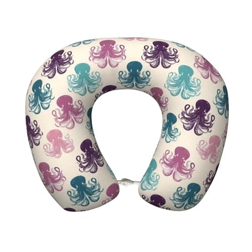 Qewfoju Neck Pillows for Sleeping Memory Foam Travel Pillows U Shaped Travel Neck Pillow Soft Headrest Pillow Suitable for Planes Car Office - Fun Octopus 4
