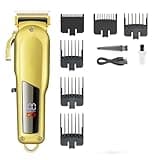 DAXXIN Hair Cutting Tool, Professional Hair Trimmer Adjustable Haircut Machine Cordless Clipper Rechargeable Barber Trimmer for Men(Golden)