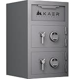 KAER Drop Safe for Business, Depository Safe with Top Drop Slot & Bottom Fingerprint Lock, Heavy Duty 128 lbs Steel, Anti-Fish Baffle, Non-Scratch Felt Lining – for Hotel, Auto Shop, Retail, Pharmacy
