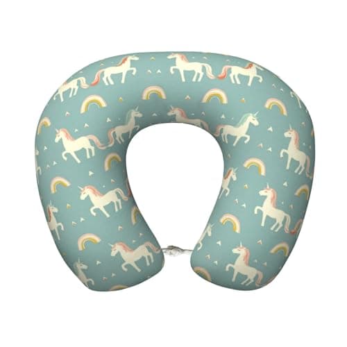 YCXUKS Unicorn Rainbow Travel Pillow Comfortable Soft Memory Foam Neck Pillow for Travel Airplane Driving Office