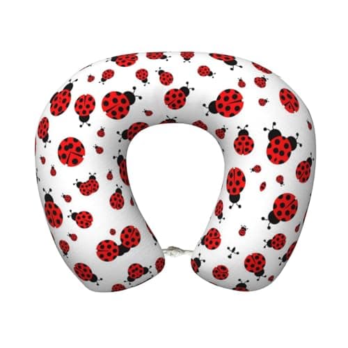 JBYJBX Ladybug Print Memory Foam Travel Pillow Head Neck Support Wrap-Around Planes Cars Home Office