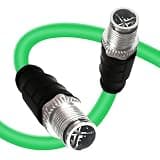 GEOAOBLE 16.4Ft M12 X Code 8 Pin Male to X Code 8 Pin Male Industrial Ethernet Cable High Flexible Shielded CAT6A Ethernet Cable for Industrial Camera Automation Application 5M