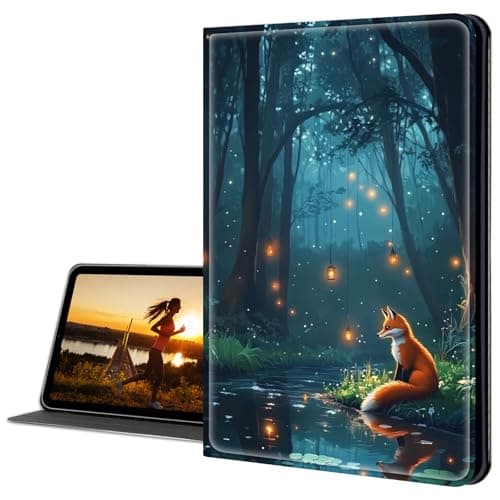 Cdkfxjy for Amazon Kindle Fire HD 10 Case 2019/2017 10.1 Inch Tablet Case Slim PU Leather Multi-Angle Fold Stand Smart Cover with Auto Sleep Awake Cover,Fox Sitting by Water