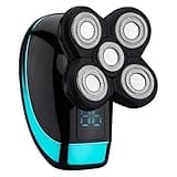 Electric Head Shaver for Bald Men, 5D Floating Razor, IPX7 Waterproof, 80-Min Runtime, Multi-Functional Digital Display, Includes Cleaning Brush & 4 Accessories, 3.5 x 2.5 in