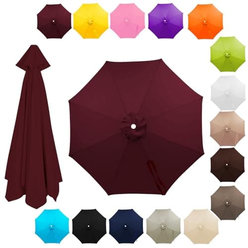 Outdoor Patio Umbrella Outdoor Table Umbrella, UV Protection, 6/8 Ribs Yard Umbrella for Balcony/Apartments/Backyard/Garden/Deck Protection Air Vent Tilt(Burgundy,6ribs-2m(6.5ft))