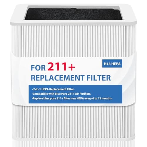 211+ Replacement Filter Compatible with Blue Pure 211+ Air Cleaner Purifier, 2 Stage Filtration System of H13 True Filter and Activated Carbon Filter, 1Pack