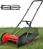 14-Inch Cordless Push Reel Lawn Mower, 5-Blade Walk-Behind Manual Grass Cutter with Steel Frame, Adjustable Cutting Height, Soft Grip Handle & 6.7-Gallon Grass Catcher