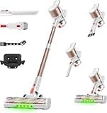 Honki Cordless Vacuum Cleaner, 500W/40Kpa Vacuum Cleaners for Home, Stick Vacuum Cordless with LED Display, Anti-Tangle & Wall Mount, 8 in 1 Lightweight Vacuum for Hard Floors Pet Hair(Gold)