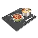 4-Burner Electric Cooktop 3400W, 24"x20" Ceramic Stove with Knob Control & LED Display, Built-in/Countertop with 5 Power Levels & 0-90min Timer for Home, Commercial Kitchen, Hotel, Restaurant(No Plug)