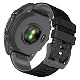 OVERSTEP Watch Band for Garmin Fenix 5X/Fenix 6X/Fenix 7X/Fenix 8 51mm, 26mm Soft Silicone Replacement Strap for Fenix 5X Plus/Fenix 6X Pro/Fenix 7X Pro Smartwatch, Black/Grey