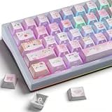 TYRIXKI PBT Keycaps - Shine Through Keycap,130 Keys Double Shot Side Printed Light Shadow Cat Keycap, Cherry Profile Custom Cute Keycap for Cherry MX Switches Mechanical Keyboards