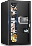 [23.6" Tall]Large Safe Box, 𝟒.𝟔 𝐂𝐮𝐟𝐭 Home Safes with Fireproof Waterproof Bag, Security Safes for Home with Programmable Keypad Key, Smart Alert, Mute Mode, Anti-theft Digital Safe for Valuables