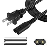 AC Power Cord 20FT (1 Pack), 2 Prong TV Power Cord, Power Supply Cable Replacement for Xbox One, PS3, PS4, PS5, Compatible for Printer, Monitor, Sound Bar, Game Console