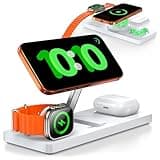 Foldable 3-in-1 Wireless Charging Station for Apple Magsafe Charger Stand, Travel-Friendly Fast Magnetic Wireless Charger Station for iPhone 17/16/15/14/13/12, Apple Watch & AirPods Series, White