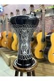 Aluminum Darbuka Drum with Erzincan Engraving - Black, 8-Screw Head, Includes Cover - Professional Percussion Instrument