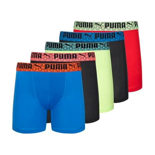 PUMA Boys' 5 Pack Performance Boxer Briefs, Assorted, X-Large