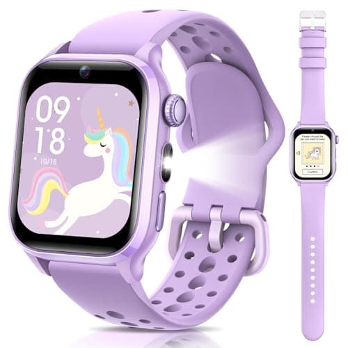 JoJoego Smart Watch for Kids, NO APP/Phone, Kids Watch with Flashlight,Video Camera Virtual Pet, 20 Puzzle Games, Heart Rate Sleep Monitor, IP68 Waterproof, Gift for Boys Girls 5-16, Purple