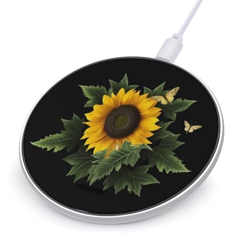 Weed with Sunflower Wireless Charger Qi-Certified Fast Wireless Charging Pad with USB Cable Portable Charging Station Slim Charger Mat for Most Wireless Charging Smartphones