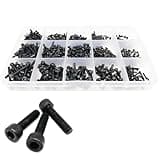 400/2100pc M1.6 M2 M2.5 M3 M4 M5 Black Grade 12.9 Steel Hexagon Hex Socket Cap Head Screw Bolt Nut Washer Set Assortment Kit Box(Set B 650pcs)