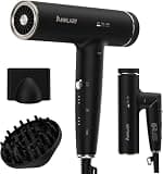ANNLARY 1500W Plasma Ionic Hair Dryer, 110,000 RPM Foldable Blow Dryer with Diffuser & Magnetic Concentrator, Lightweight Fast-Drying Hairdryer for Women & Men, 6.5 ft Cord