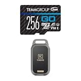 TEAMGROUP GO Card 256GB MicroSDXC V30 4K Memory Card for GoPro DJI Insta360 TGUSDX256GU303 Bundle with T-Create P34F 512GB Portable SSD Apple Find My 1000MB/s TPSEGE512G0C136