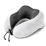 Purroch Travel Neck Pillow, Memory Foam Ergonomic U-Shape Neck Pillow with Chin Support, Head & Neck Support Travel Pillow for Plane, Car & Train, Gray