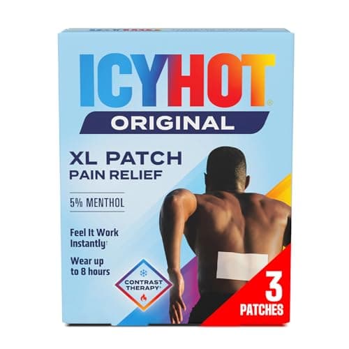 Icy Hot Original Pain Relief Patch, XL Size Comfortable Fabric Patches with Menthol 5%, Ice and Heat Contrast Therapy for Large Areas Including Backaches, Joints, Muscle Strains and Arthritis, 3 ct.