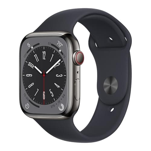Apple Watch Series 8 (GPS+Cellular, 45mm) - Graphite Stainless Steel Case with Midnight Sport Band, M/L (Renewed)