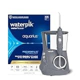 Waterpik Aquarius Water Flosser For Teeth Cleaning, Gums, Braces, Dental Care, Electric Power With 10 Settings, 7 Tips For Multiple Users And Needs, ADA Accepted, Gray WP-667, Packaging May Vary