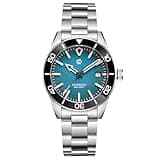 WISHDOIT Aqua Storm Automatic Diver Watch for Men, Japanese Mechanical Movement, BGW-9 Luminous 15ATM Waterproof Sapphire Crystal 316L Stainless Steel Sport Casual Wrist Watch (Light Blue)