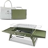Charmline 14 x 9 inches Small Portable Charcoal BBQ Grill, Foldable Compact Camping Barbecue for 1–3 People, Ideal for Garden, Beach, Picnic & Tabletop Use, Green