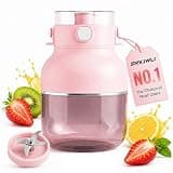SRXJWLI Multifunctional High-Capacity Juicer Cup with Blade Assembly Blender Shaker Bottle Portable Wireless Protein Smoothie for Smoothies Licuadora Easy Clean Mini Lemon Personal(Pink,4 Blades)