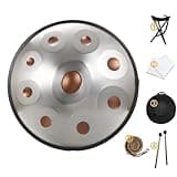 22 Inch Handpan Drum in D Minor Kurd, 9 10 12 Notes, 440Hz Steel Drum for Professional Performance Steel (9 Notes)