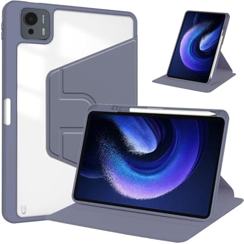 Xiaomi Pad 7S Pro 12.5" Swivel Case Released in 2025 – with Pencil Holder, Clear Hard Back Cover, 360° Swivel Stand and Auto Wake/Sleep (Mor)