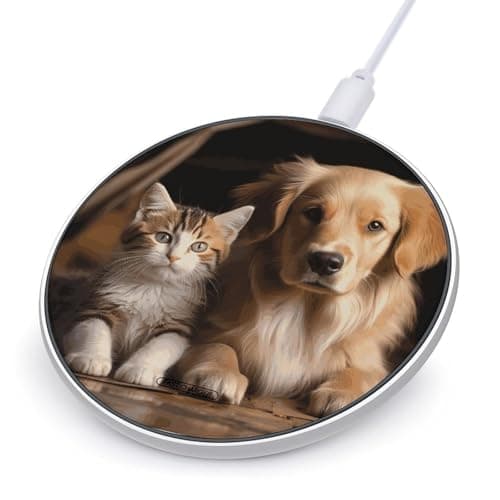 Dog and Cat Wireless Charger 10W Fast Wireless Charging Pad Slim Portable Charging Station for Phone Lightweight Charger Mat for Travel Home Office Desk