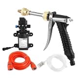 RiToEasysports Pressure Washer, 12V Portable High Pressure Washer with Stainless Steel Pump, 130 PSI 80W Self Priming Car Water Pump Hose Kit for Car Cleaning Garden Spraying