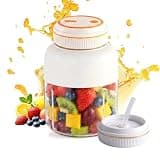 Portable wireless juicer cup, 38 blades, compact travel cup with dual lids, perfect for smoothies and shakes (White 800ML)