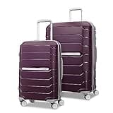 Samsonite Freeform 2-Piece Luggage Set - Carry-On & Large Checked Luggage with Dual Spinner Wheels - Durable Polypropylene Hardshell - TSA Lock, Airline-Approved - Expandable - Amethyst Purple