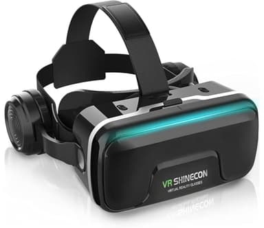 COCERKET VR Headset with Built‑in Headphones – 120° FOV Aspherical Lenses for 3D Movies & Games (Smartphone Compatible)