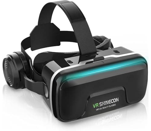 COCERKET VR Headset with Built‑in Headphones – 120° FOV Aspherical Lenses for 3D Movies & Games (Smartphone Compatible)