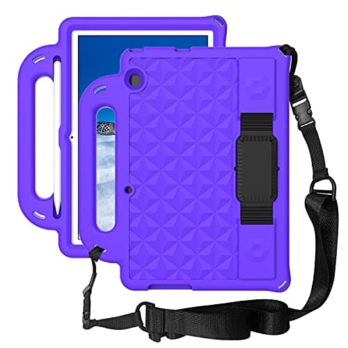 OWSIHNZBF Tablet Case For Huawei MediaPad T3 10 9.6",Lightweight Shockproof Kids Friendly Full Body EVA Protective Cover Handle Stand& Shoulder Strap(PURPER)