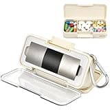 Aptbyte 2-in-1 Heart Rate Monitor Case & Pill Box for KardiaMobile 6L EKG Monitor, Hard Carrying Holder for Travel, Clear Lid, Silicone Insert, Carabiner, White (Box Only)