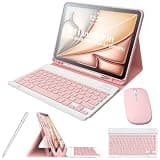 iPad Air 11 Inch Keyboard Case for 4th 5th Gen M2 M3 M4 2024 2025 2026, 3 Angle Magnetic Detachable Bluetooth Keyboard Cover with Pencil Holder, Stylus & Wireless Mouse (Pink)