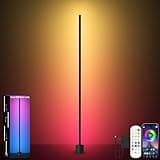 Tyute Corner Floor Lamp, RGB LED Lamp with Smart App and Remote Control Color Changing, Music Sync Ambience Lighting, Mood Lighting with 16 Million Colors for Bedroom Living Room Gaming Room